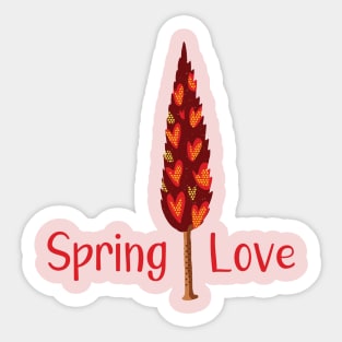 Spring Love - Bright Red Color Tree Illustration GC-106-04 Sticker